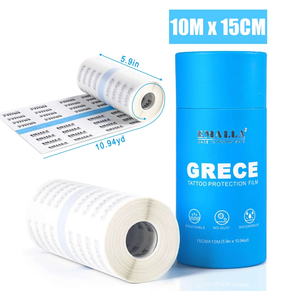EMALLA GRECE Premium Tattoo Protection Film PU Tape for Aftercare Protective Skin Healing Tattoo Adhesive Bandages Repair