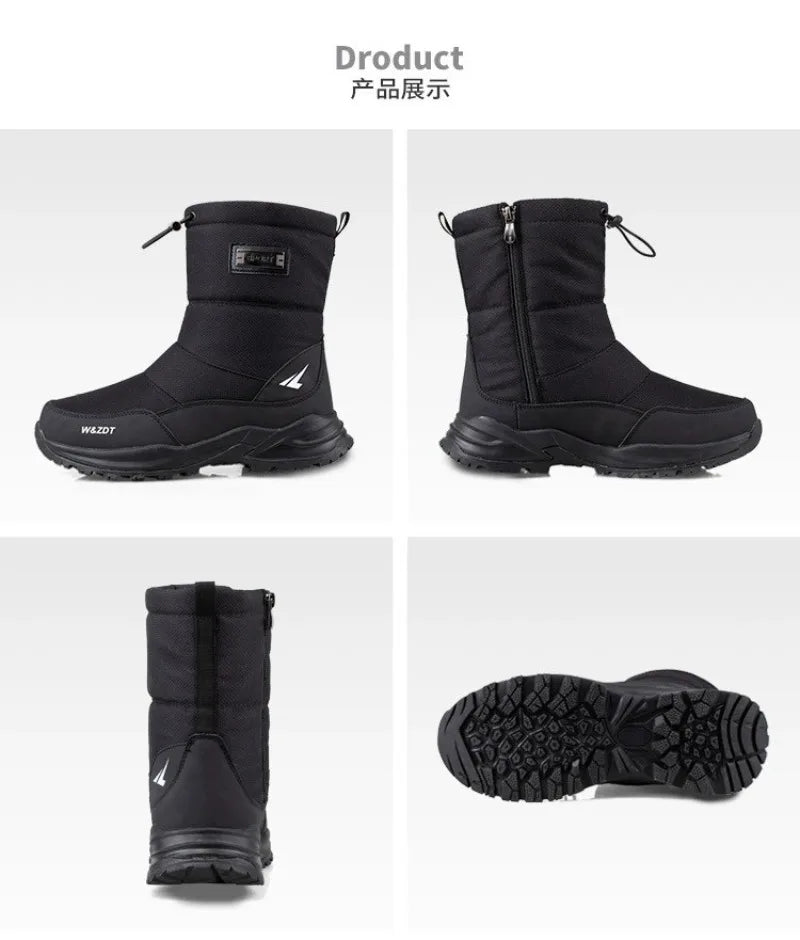 Winter Men's Boots Fashion High-top Casual Cotton Boot Thick Fur Plush Warm Snow Boots Non Slip Platform Boots for Men Botas2025