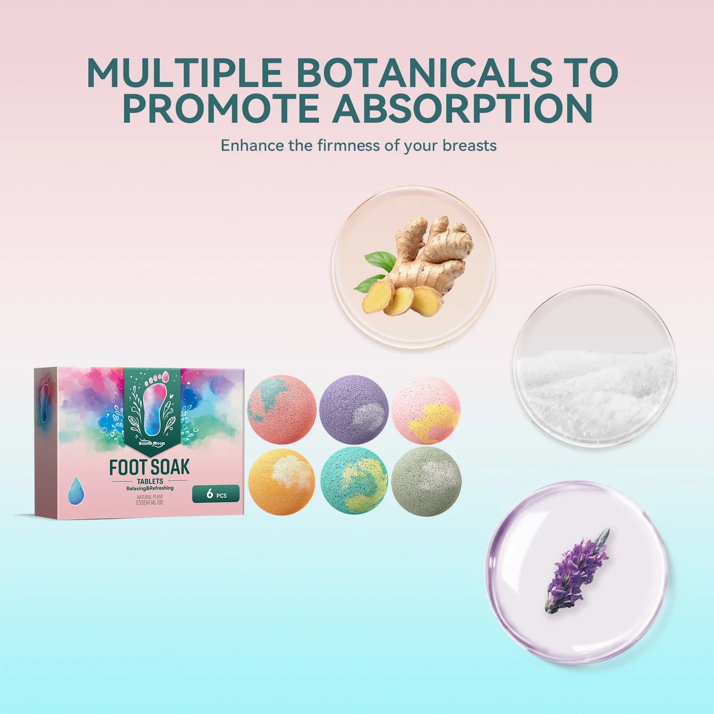 South Moon Foot Soak Tablet Relieve Fatigue Warmth Foot Soaking Promote Circulation Soften Cuticle Herbal Extract Feet Bath Ball