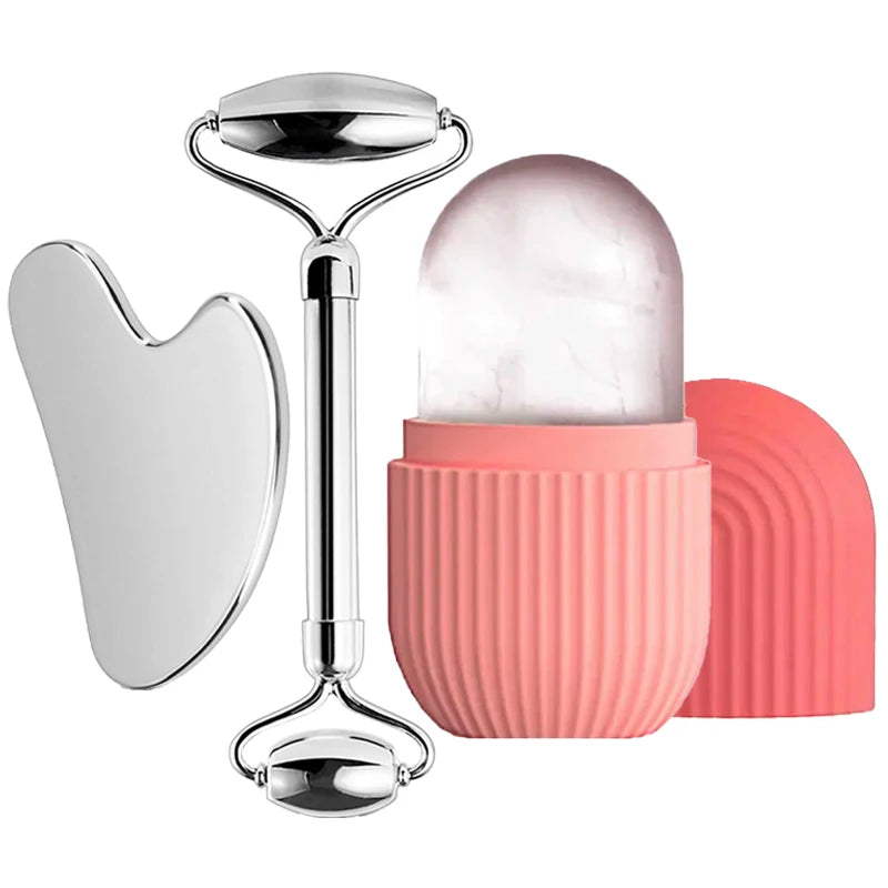 Ice Face Roller Stainless Steel Face Roller Gua Sha Tool,Facial Ice Roller Mold for Face Eye Skincare Tools Lifting Contouring