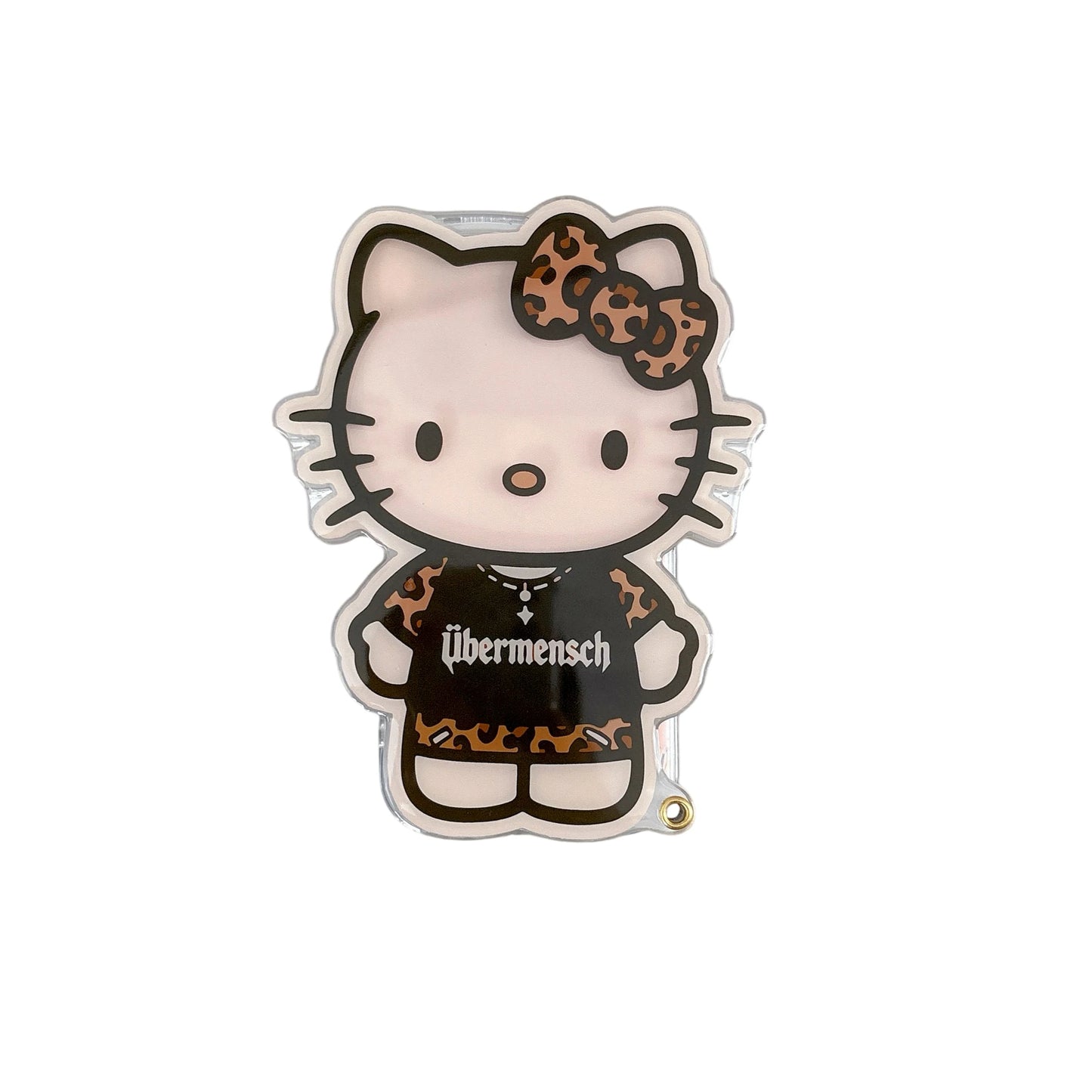 Sanrio Cartoon Glowing Hello Kitty Girlish Mirror Phone Case For IPhone 17 Pro Max 16 15 14 Promax Leopard Print Anti-drop Cover