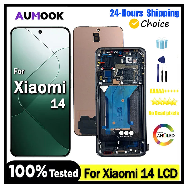 6.36" OEM Display For Xiaomi 14 LCD Display Touch Screen Digitizer for Xiaomi 14 23127PN0CC 23127PN0CG LCD Screen Replacement