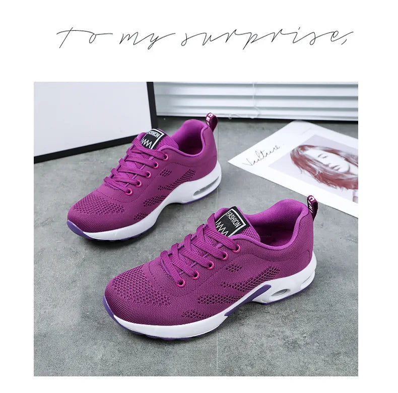 Women Mesh Breathable Casual Sneakers Lace-up Vulcanized Shoes Ladies Platform Sneakers Female Shoes Plus Size Zapatos De Mujer