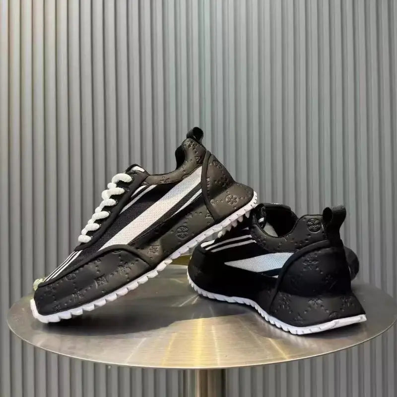 Leather Running Shoes Men Casual Shoes Outdoor Breathable Man Walking Lightweight Comfortable White Sneakers Tennis Sport Shoes