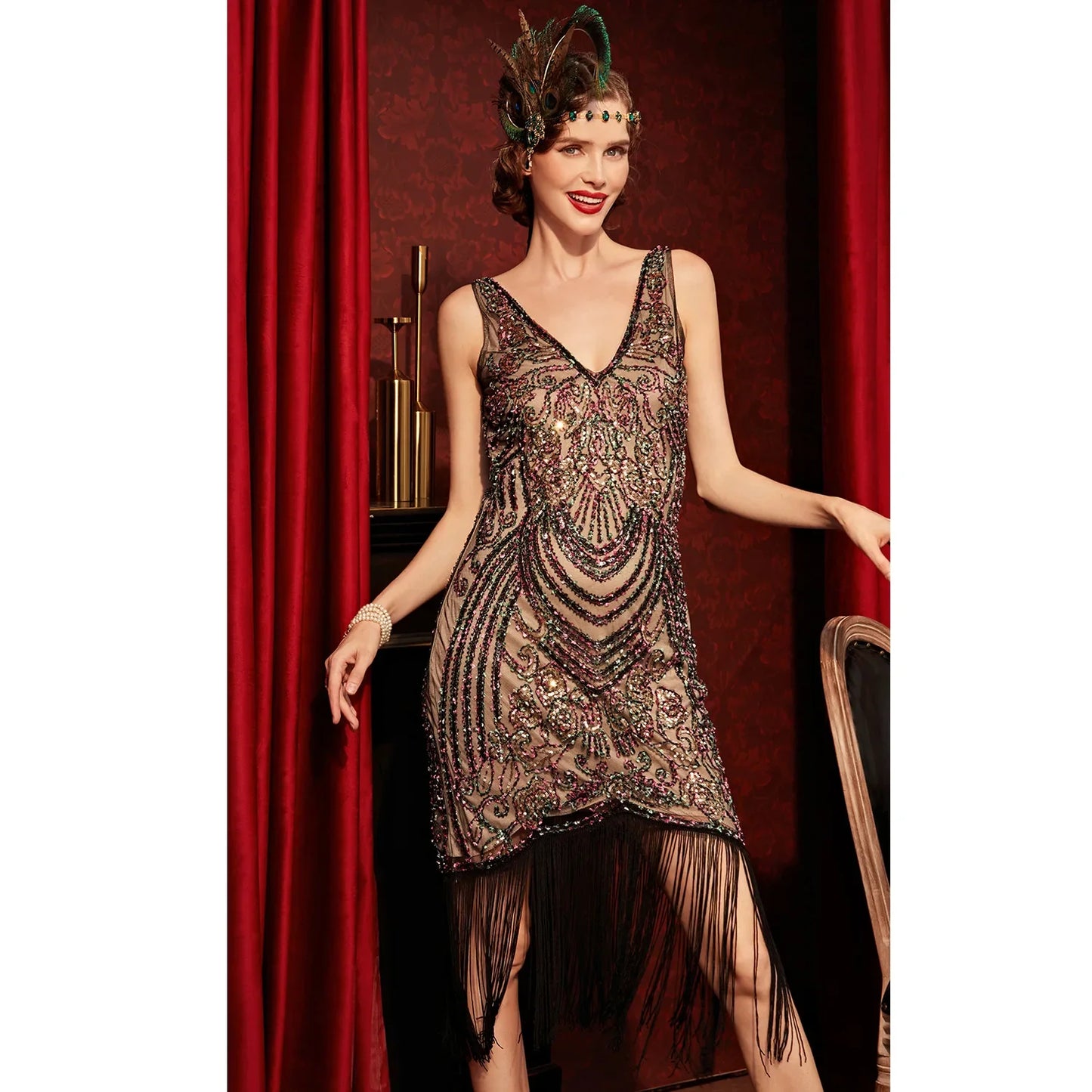 Sexy Women's 1920s Flapper Dress Vintage Swing Fringed Gatsby Roaring 20s Ladies Dress Wedding Evening Party Cocktail Dress Hot