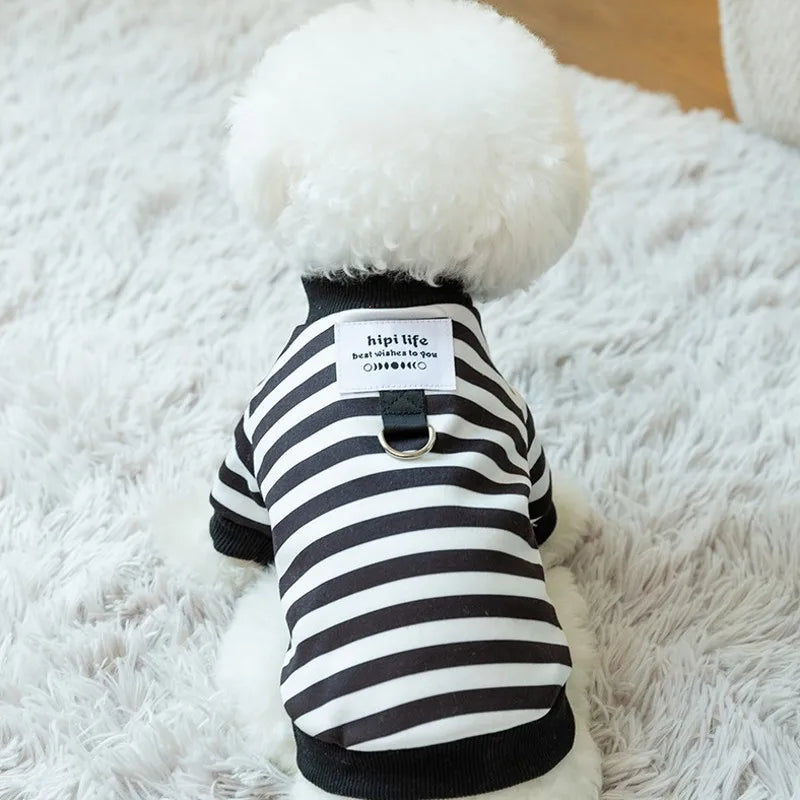Dog Hoodies Striped Warm Winter Dog Clothes Pet Dog Coat with D-Ring Chihuahua French Bulldog Dog Accessories Puppy Dog Costume