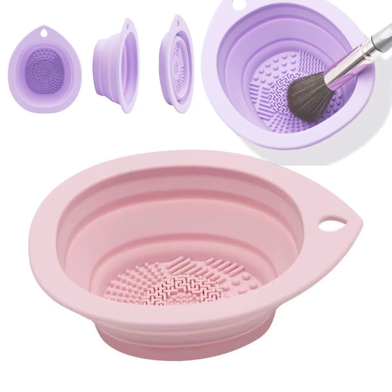 New Silicone Makeup Brush Cleaner Folding Powder Puff Cleaning Bowl Eyeshadow Brushes Washing Soft Mat Beauty Tools Scrubber Box