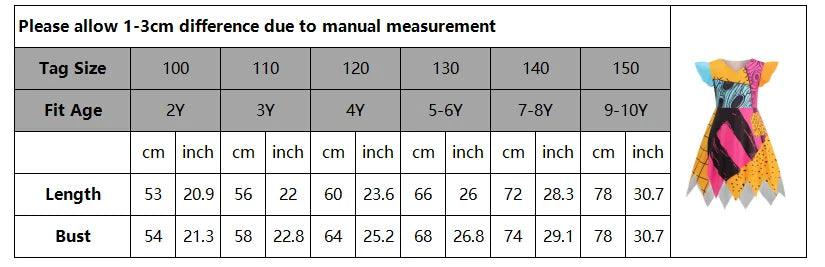 2026 Halloween Horror Party Cosplay Costume for Girl The Nightmare Before Xmas Role Play Dress up Toddler Classic Sally Frocks