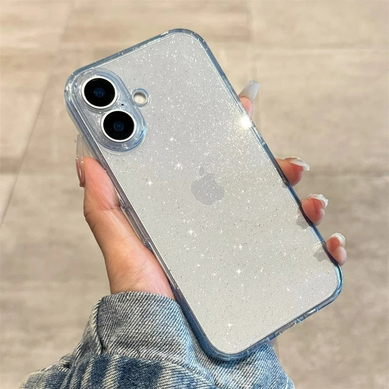 Luxury Soft Silicone Glitter Transparent Phone Case For iPhone  17 Pro Max 11 12 13 14 15 16 Pro Max Air Plus Clear Bumper Cover