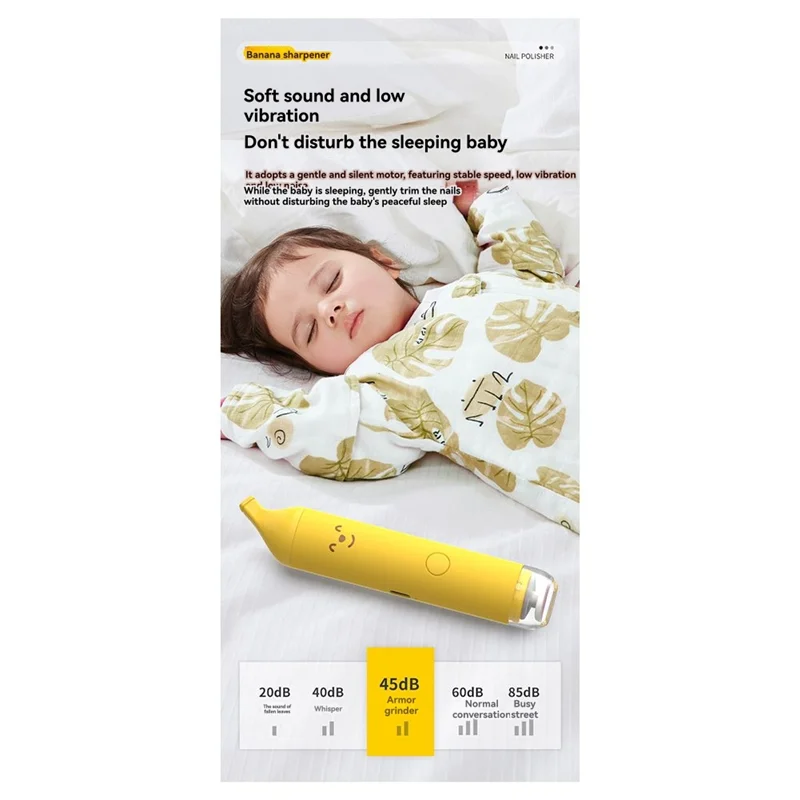 B78B-Soft LED Light Baby Electric Nail Clipper Filer Trimmer 6 Attachments Gentle Grinder