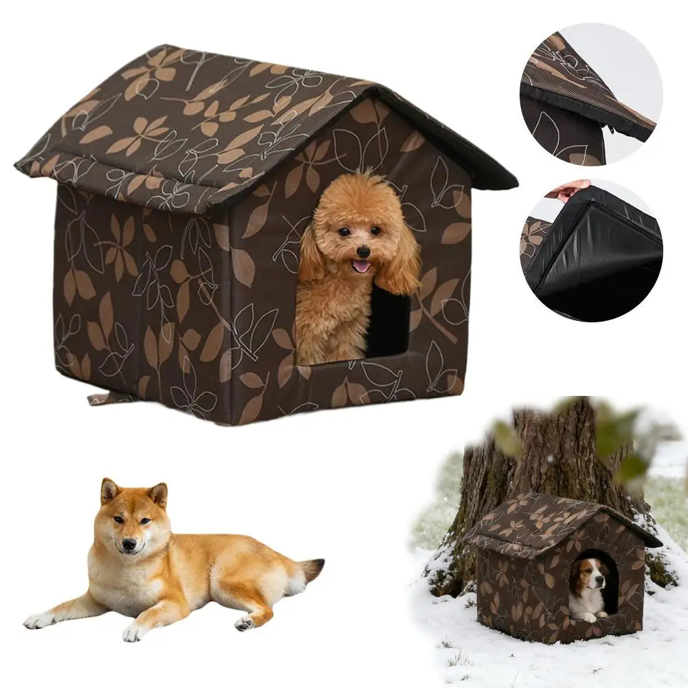 Winter Waterproof Cat House Bed Outdoor Warm Shelter Dog Kennel Foldable Pet Cabin Tent Insulated Supplies DropShipping
