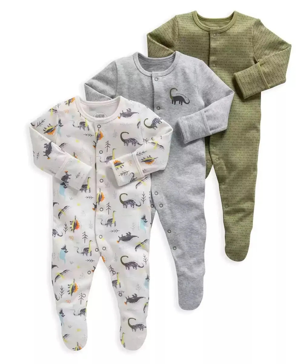3pcs/Lot Cotton Soft Baby Romper Jumpsuit for Boys Girls with Zipper Footed Long Sleeve Pajama Sleepsuit Outfit Infant Clothes