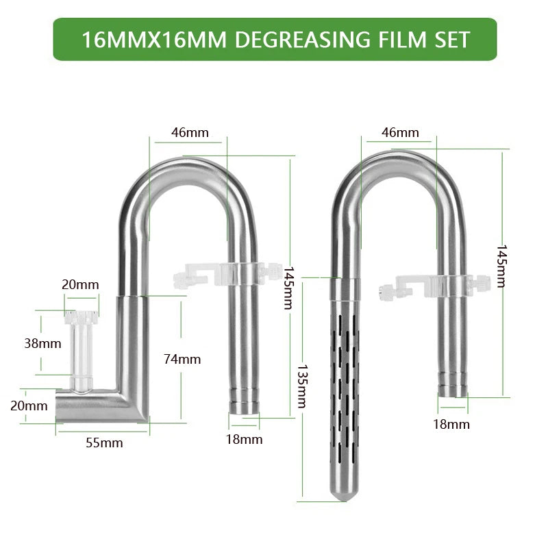 WYIN Aquarium filter stainless steel filter tube oil film outlet docking inner diameter water pipe 12-16-20MM fish tank filter