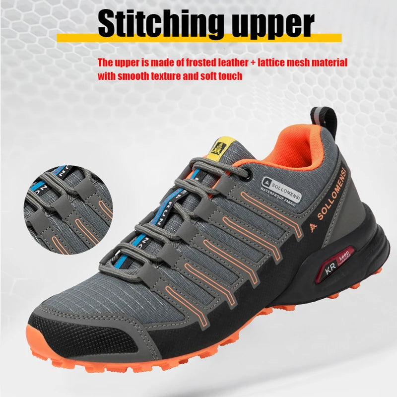 Men Shoes Men Casual Sports Shoes Outdoor Leather Hiking Travel Shoes Four Seasons Lightweight Breathable Mesh Walking Shoes