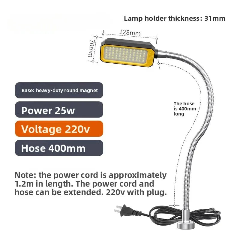 18W/25W LED Machine Tool Work Light With Strong Magnetic Extended 50-80cm flexiable Hose 24V/220V Lathe Punch MachineTable Lamp
