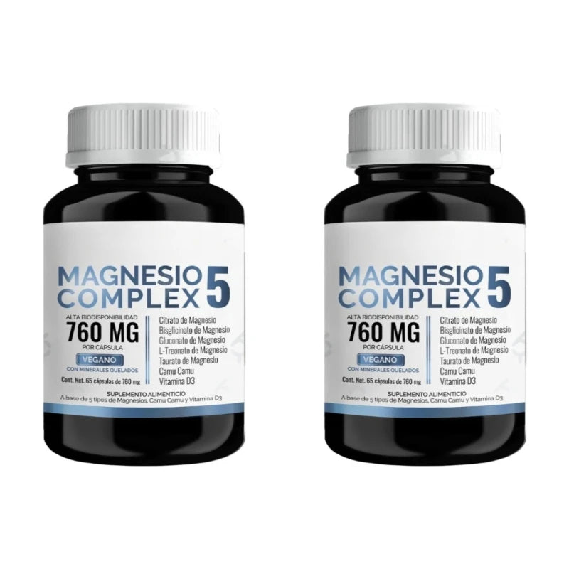 Magnesium Complex Capsules 5 Forms Citrate Bisglycinate L-Threonate Gluconate Taurate Vitamina D3 760mg 60 Capsules