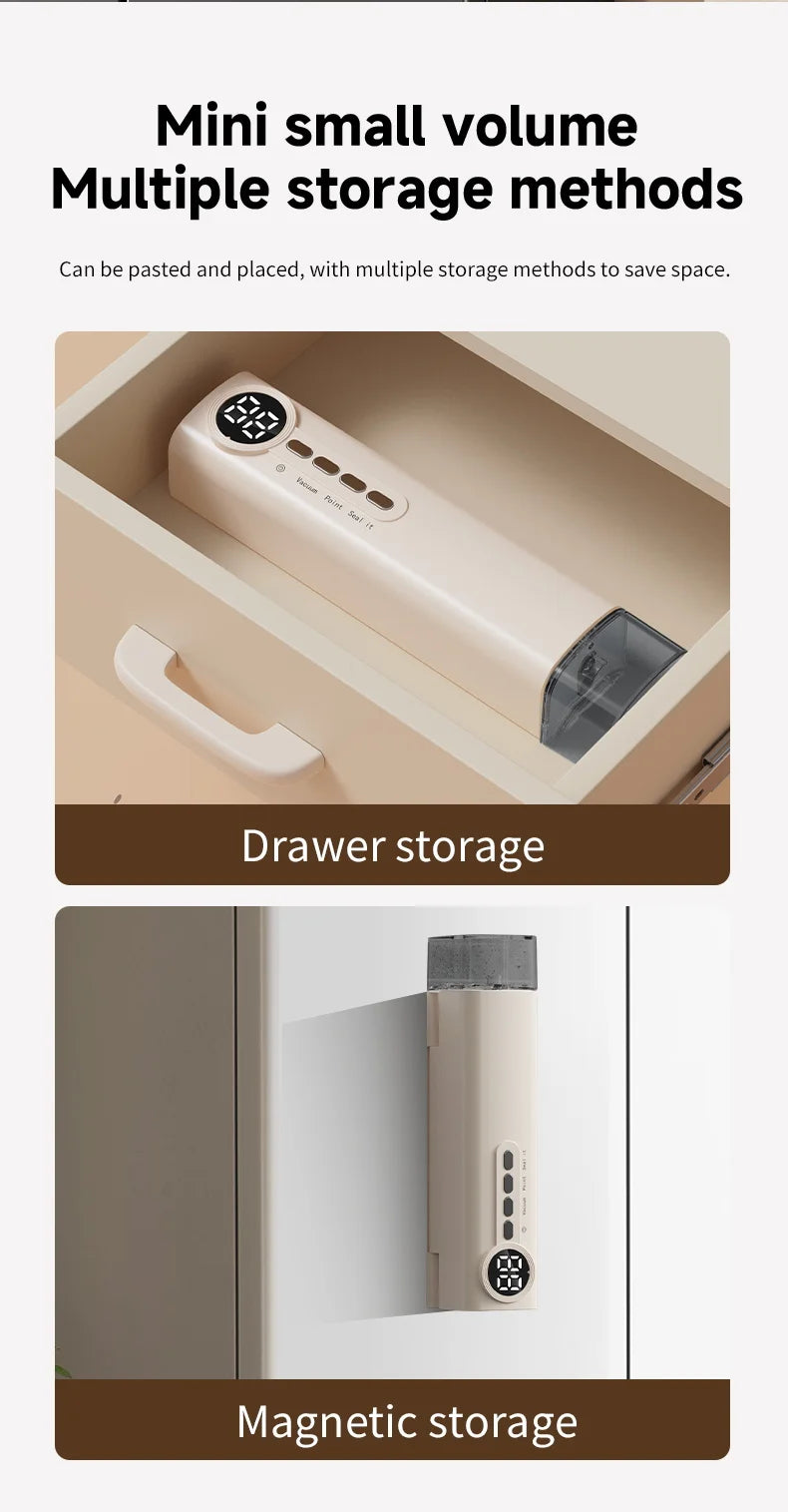 Multifunctional portable wireless vacuum sealer powerful suction Automatic food sealing machine USB Rechargeable Food Bag Sealer