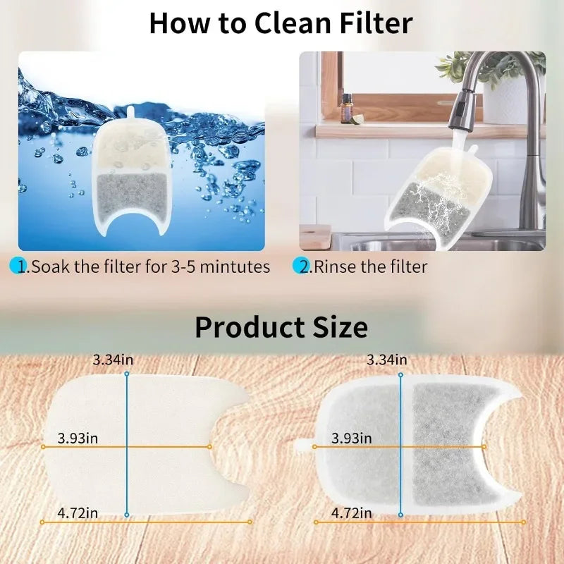 12 Pack Cat Water Fountain Filter & 12 Pump Filter Sponges Replacement, Cat Dog Pet Drinking Fountain for 135 fl oz/4L cat bowl
