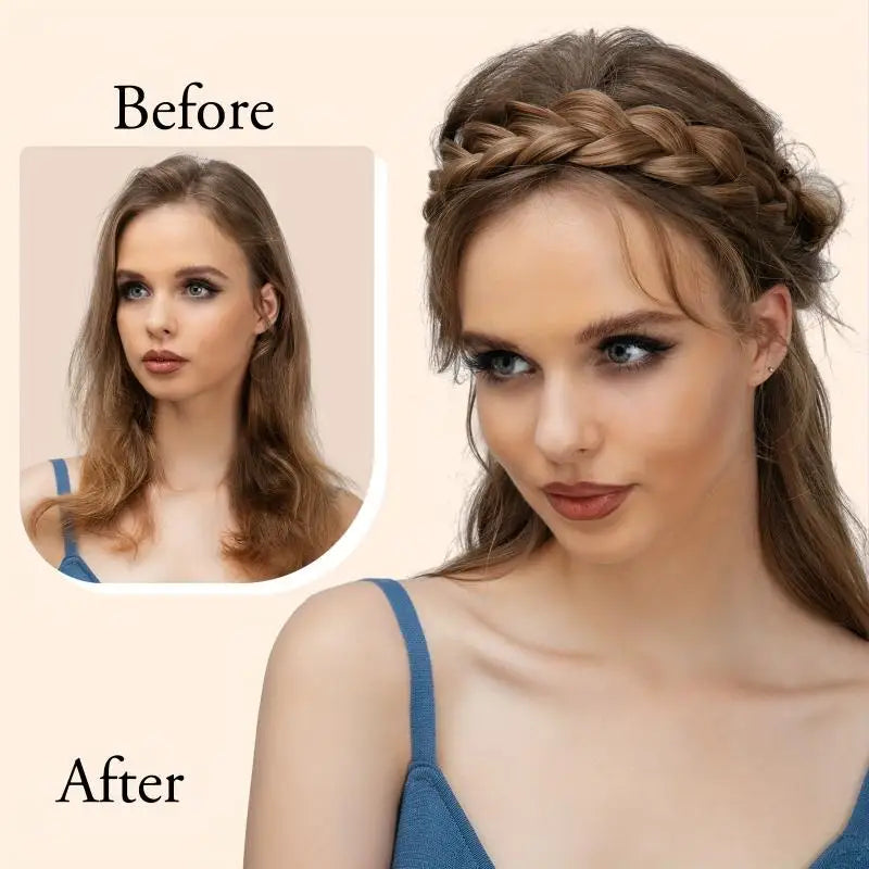 1 Pcs Synthetic Premium Adjustable Handmade Wig Braided Elastic Band Hair Fashion Braiding Hair Headband Headwear For Women