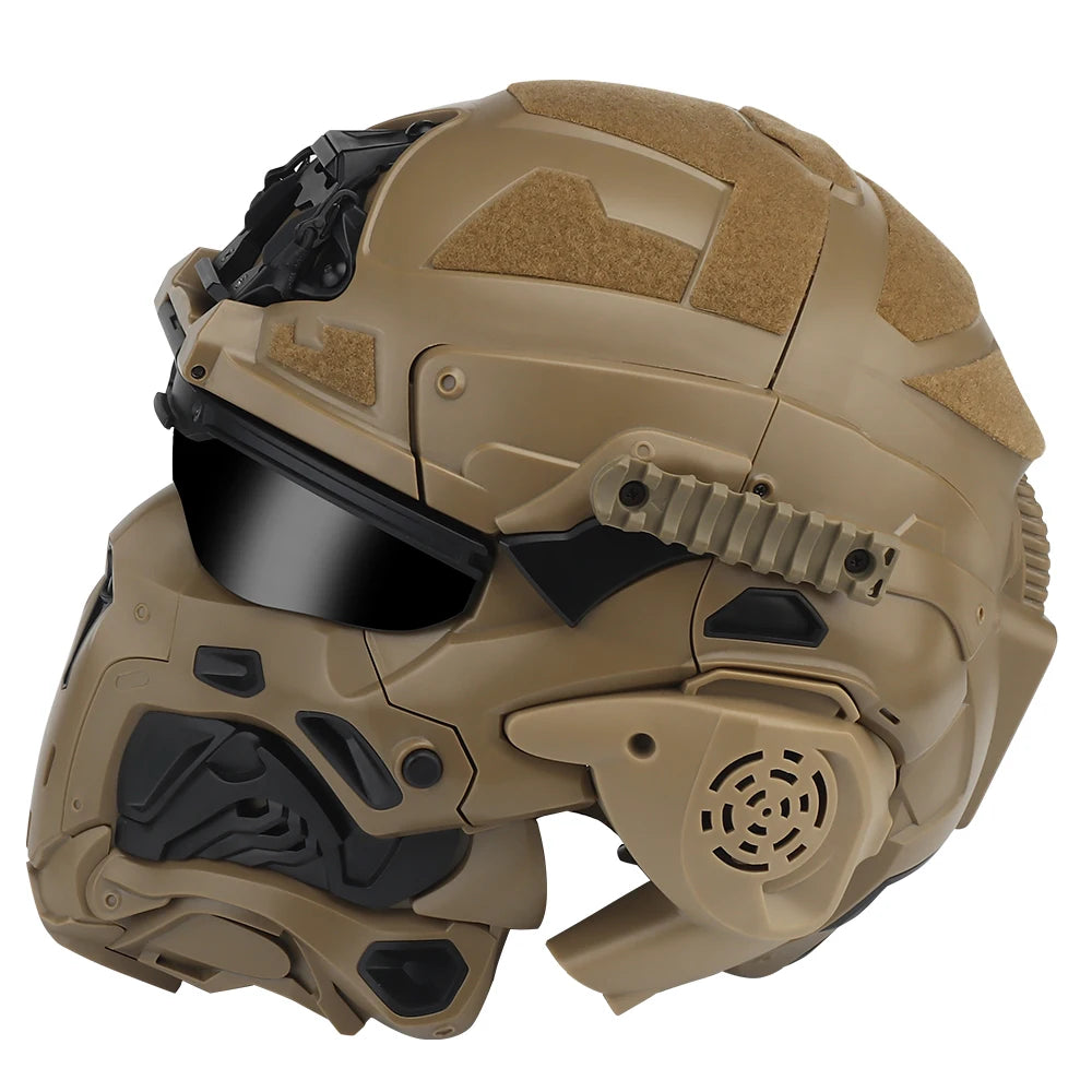 Militar Helmet FAST Helmet Built-in Communication Headset Anti-fog Fan W-Ronin Assault Helmet Detachable Mask Replacement Lens