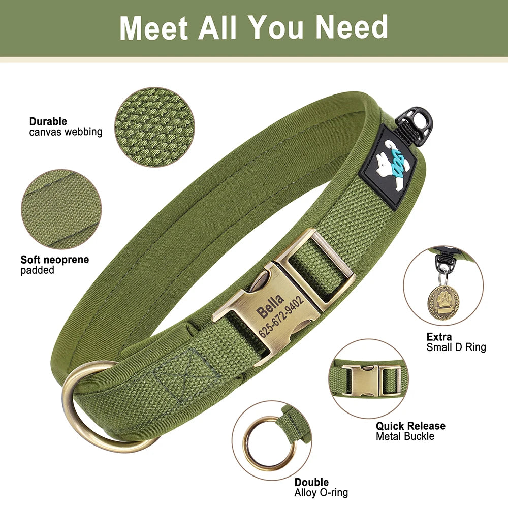 Personalized Nylon Dog Collar Adjustable Dog Collars Customized Pet ID Collar for Small Medium Large Dogs Free Engraving