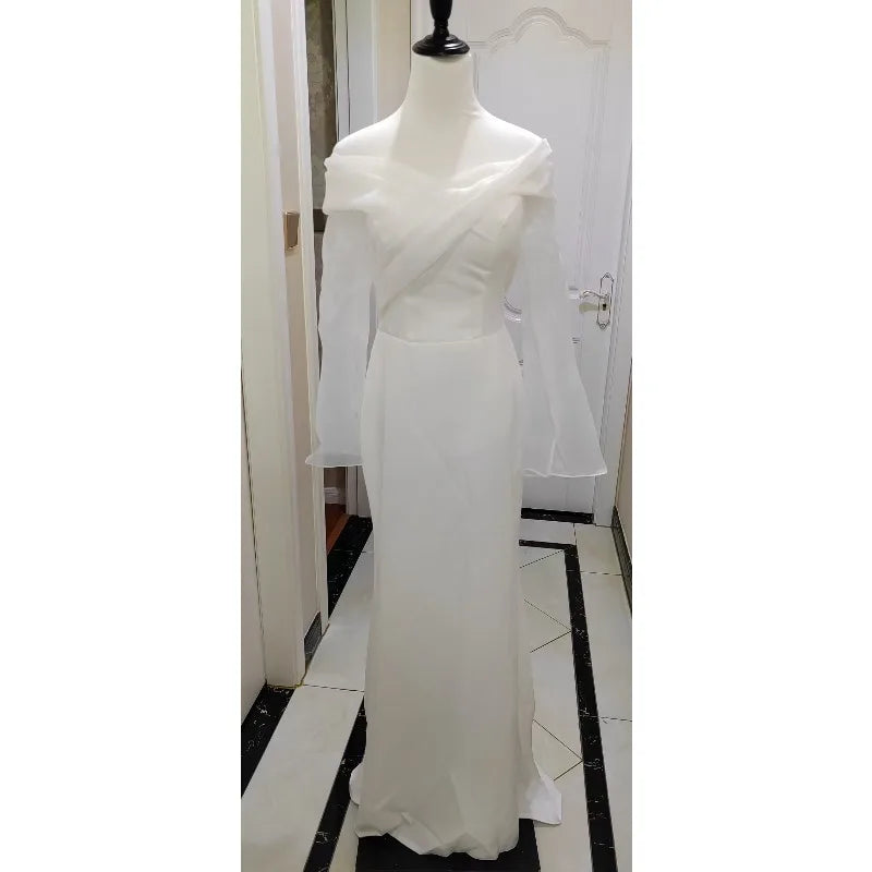 2026 Summer New One Shoulder Satin Light Wedding Dress French Travel Photography Bridal Temperament Simple and Slim Fit Dress