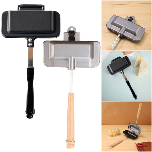 Waffle Pancake Baking Barbecue Oven Mold Hot Dog Toaster Non Stick Aluminum Alloy Grill Frying Pan Double-Sided Sandwich Fry Pan
