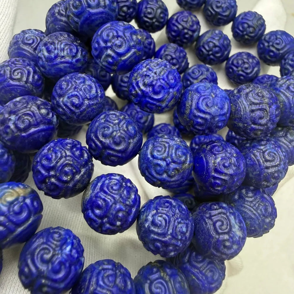 Natural Imperial Blue Lapis Lazuli Carved Loose Beads Stone Afghanistan Origin Fashion Jewelry DIY Auspicious Prestyle & Meihan