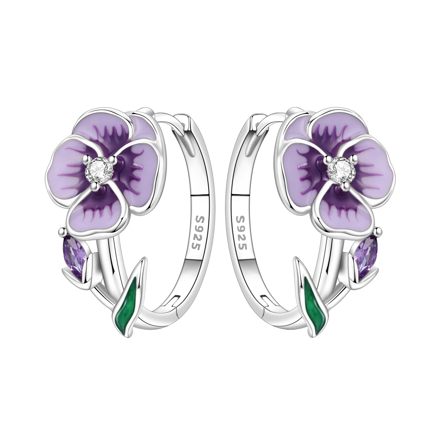 925 Sterling Silver Needle Iris Flower Hoop Earrings for Women Original Elegant Versatile Jewelry Birthday Party Fine Gift 2026