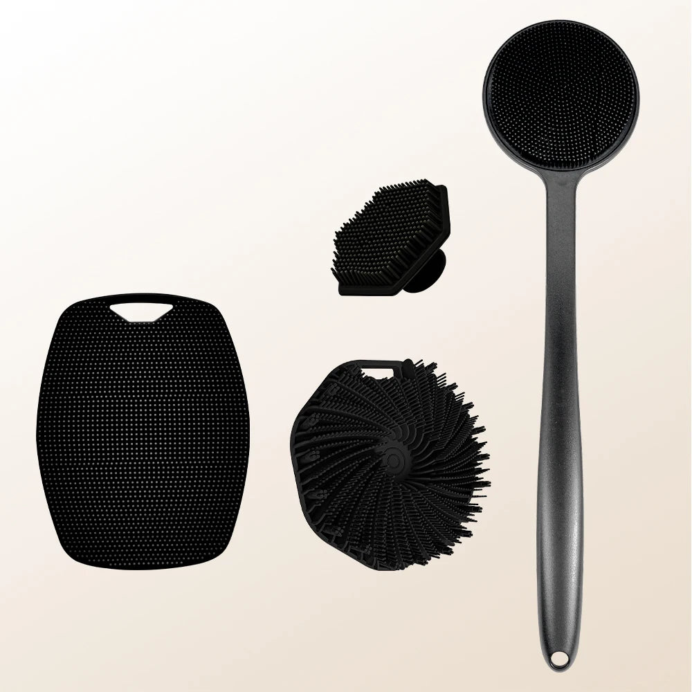 5pc Soft Silicone Exfoliating Brush Cleanser Manual Body Cleansing Body Care Scrubber Shower Gentle Massage Bath Brush For Men