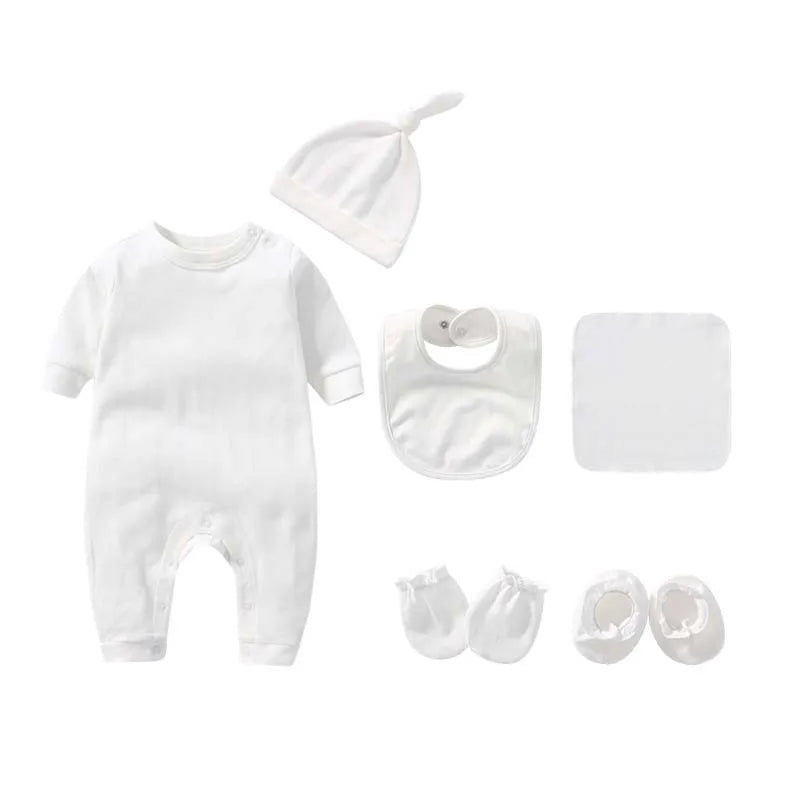 Baby Clothing Boys Girls 6Pcs/Sets Romper Suitable for Newborns Aged 0-3 Months Solid Color 100% Cotton Jumpsuit Baby Set