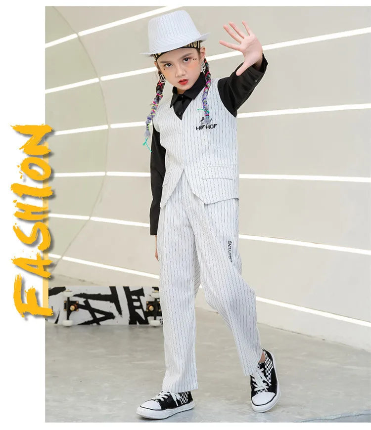 Kids Performance Costume Stage Outfit for Hiphop Dance Clothing Boys Girls Jazz Breaking Streetdance Waistcoats