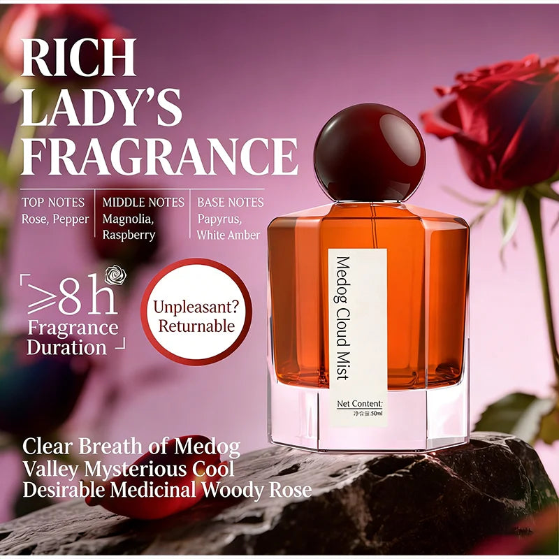 Women Long Lasting Perfume,Skin Scent,Rose Pepper Jasmine Magnolia Raspberry,White Amber Sandalwood Floral Musk,Daily Gift