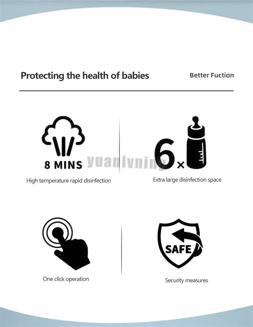 Upgraded Baby Bottle Steam Sterilizer 360° Sterilization Bottles Sterilizer Large Capacity Auto Power Off Safe Sterilizer
