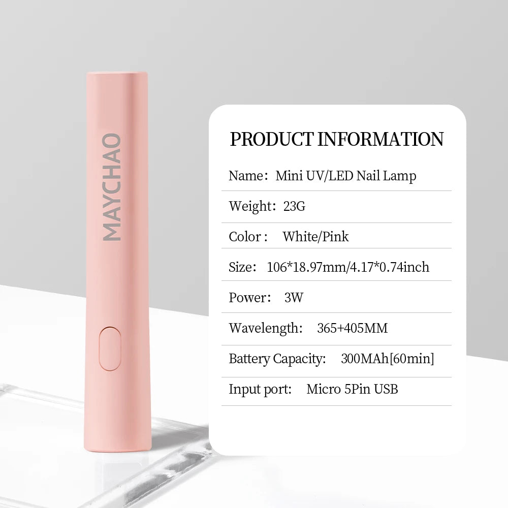 MAYCHAO 1PC Mini LED Light New Nail Dryer Machine For All Gel Nails Flashlight Portability Nail Lamp Nail Art Tools