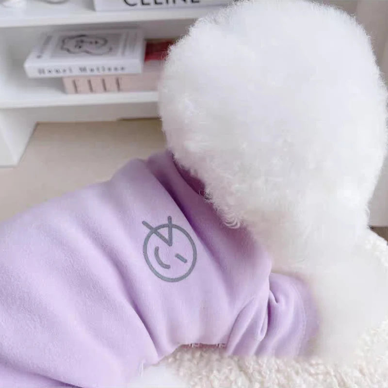 Solid Pet Fleece Dog Hoodies High Collar Dog Clothes Autumn Winter Puppy Warm Clothes Plush Dog Undershirt Chihuahua Cat Shirts