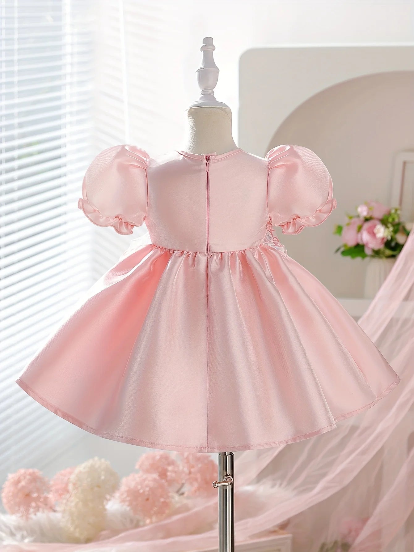 Baby Girl Summer Puffy Sleeve Princess Dress: For Outdoor Play, Cute Baby Must-have, Perfect for Birthdays & Valentine’s Gifts