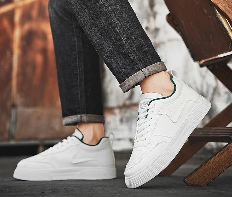 New plus size men's casual sports shoes versatile Korean version thick soled height increase white shoes student board shoes