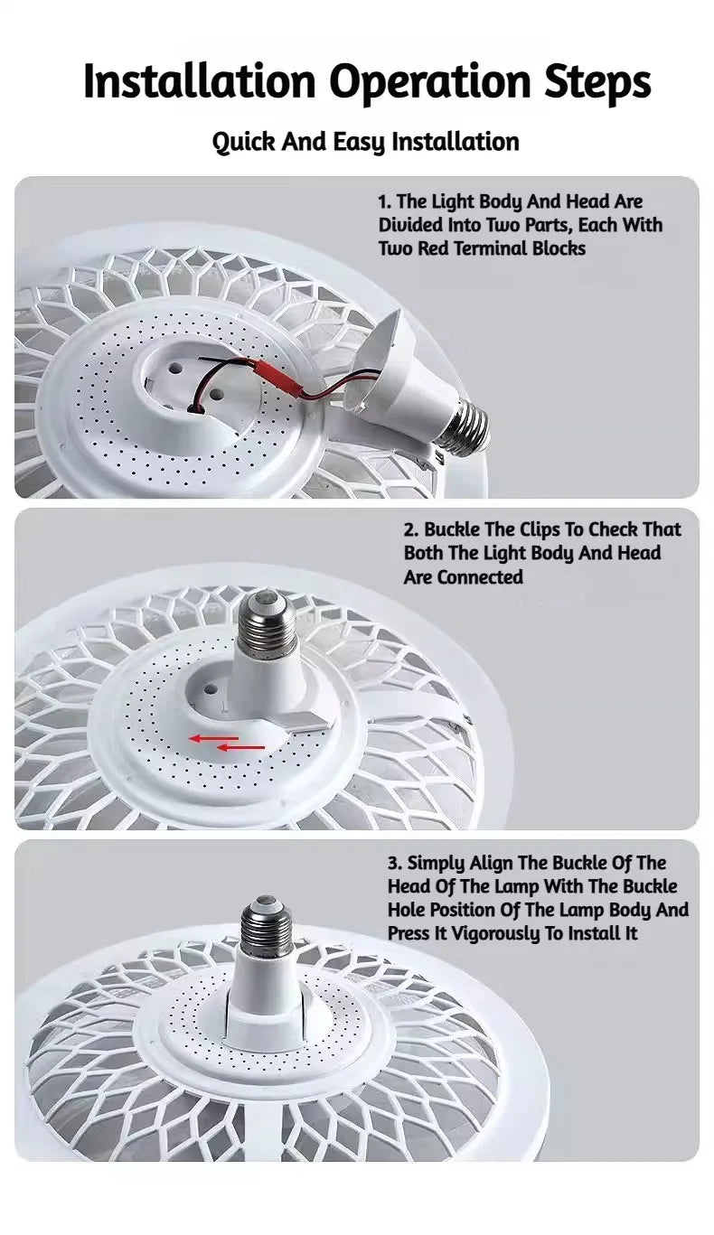 2-in-1 Ceiling Fan Light with Remote Control Screw Base LED Bulb Fan Lamp, Silent Adjustable Speed for Bedroom Living Room Home
