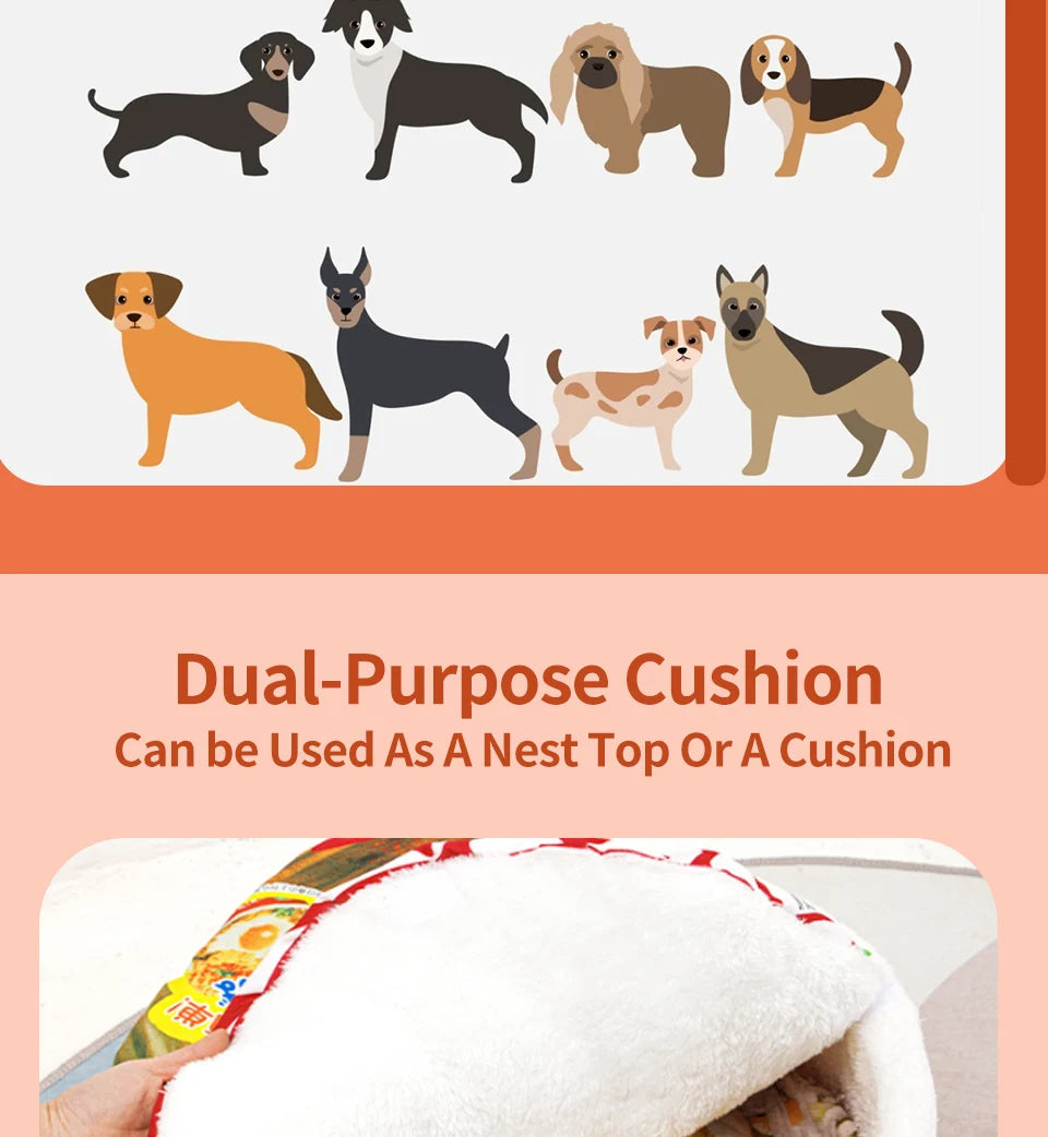 Red Pet Dog Cat House Kennel Super Large Instant Noodle Warm Dog Cat Nest Beds Cushion Udon Cup Noodle Pet Bed Cozy Nest