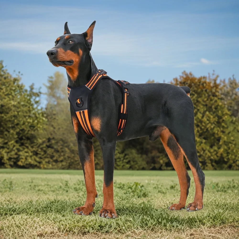 Tactical No-Pull Dog Harness with Handle & Reflective Strips - Padded Vest for Control, Anti-Pull Walking, and Outdoor Safety