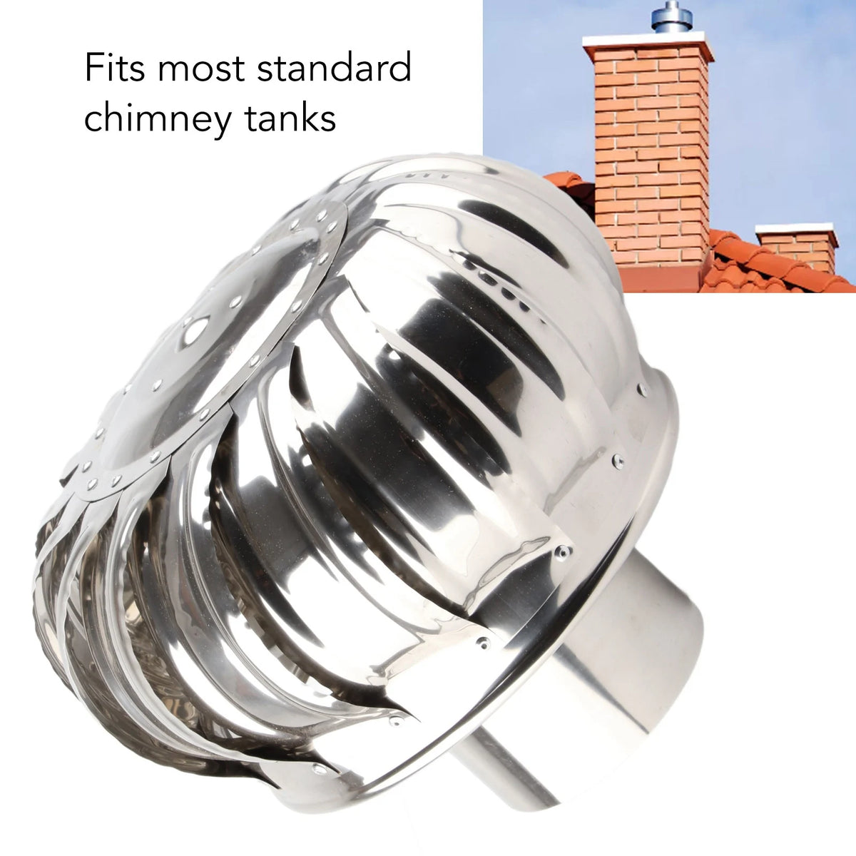 4.33in Stainless Steel Automatic Silent Roof Ventilator Roof Ventilating Fan Wind Turbines Air Vent Attic Ventilator