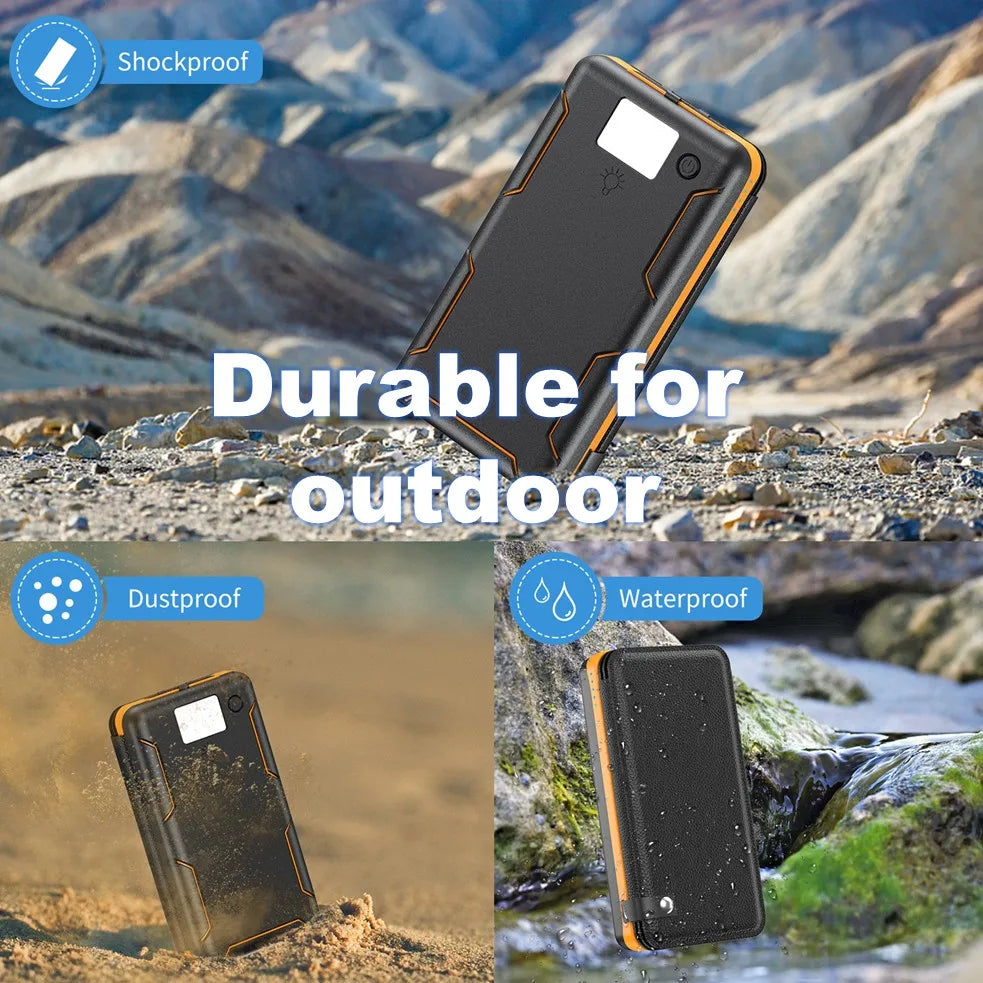 4 Solar Panels Power Bank, 50000mAh Portable Solar External Battery, Solar Power Bank Compatible with IOS Android USB-A USB-C