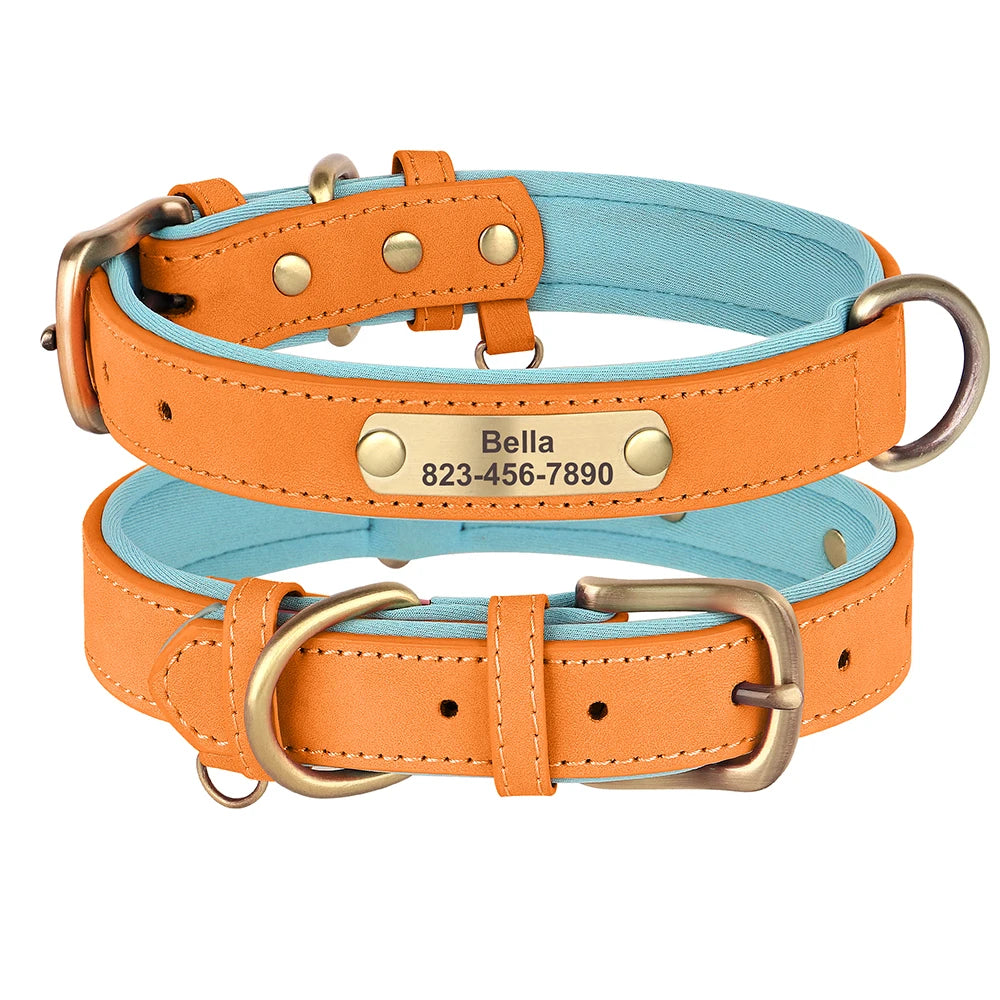 Personalized Dog Collar PU Leather Dog ID Collars Free Engraved Nameplate Adjustable For Small Medium Large Dogs Pitbull