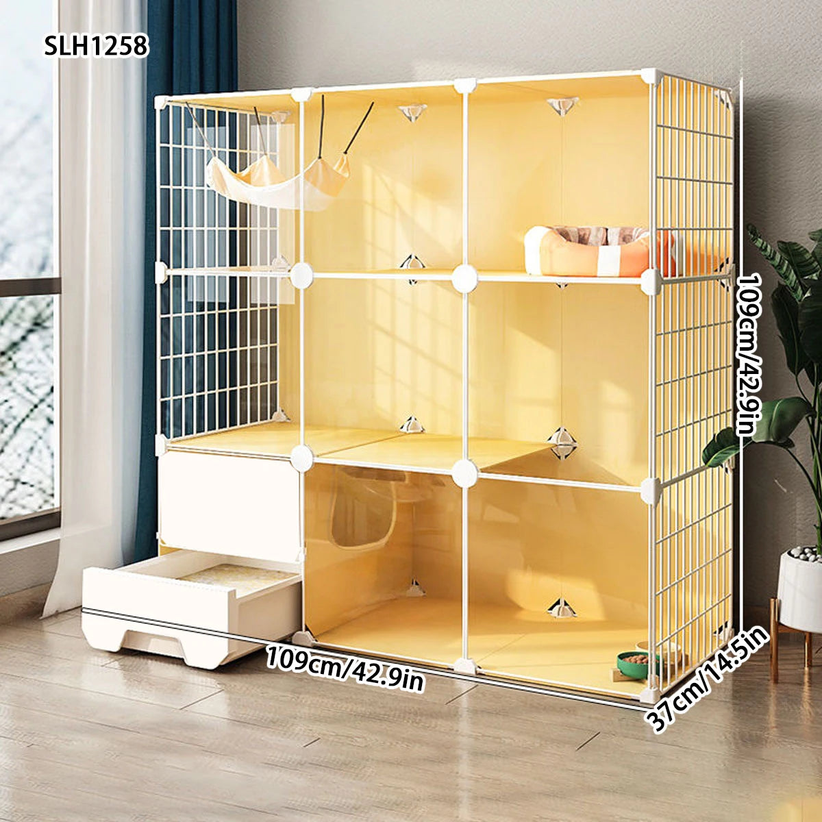 Cat cage with enclosed cat litter box indoor cat cage household cat cage with toilet integrated cat house cat house