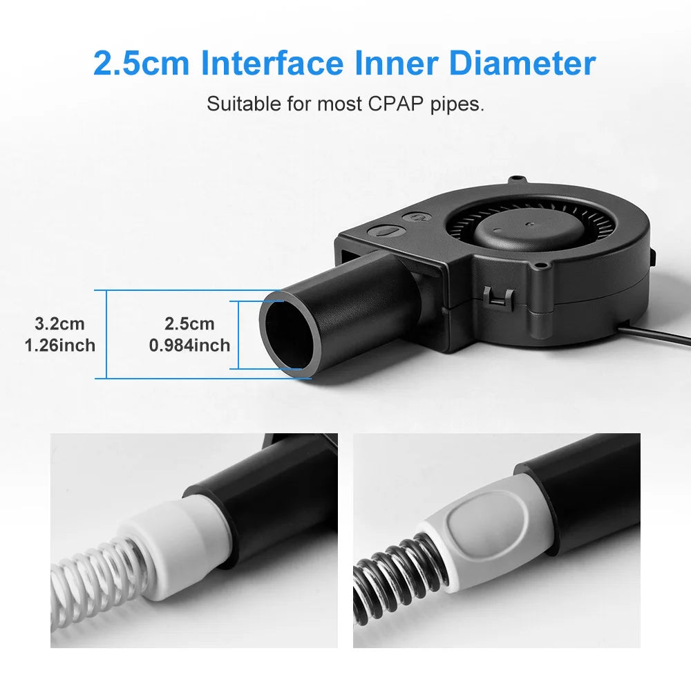 2.5cm Interface Portable CPAP Hose Dryer Blower Kit USB Turbo Fan for 2.2cm/22mm Standard CPAP Tube for BIPAP Cleaning