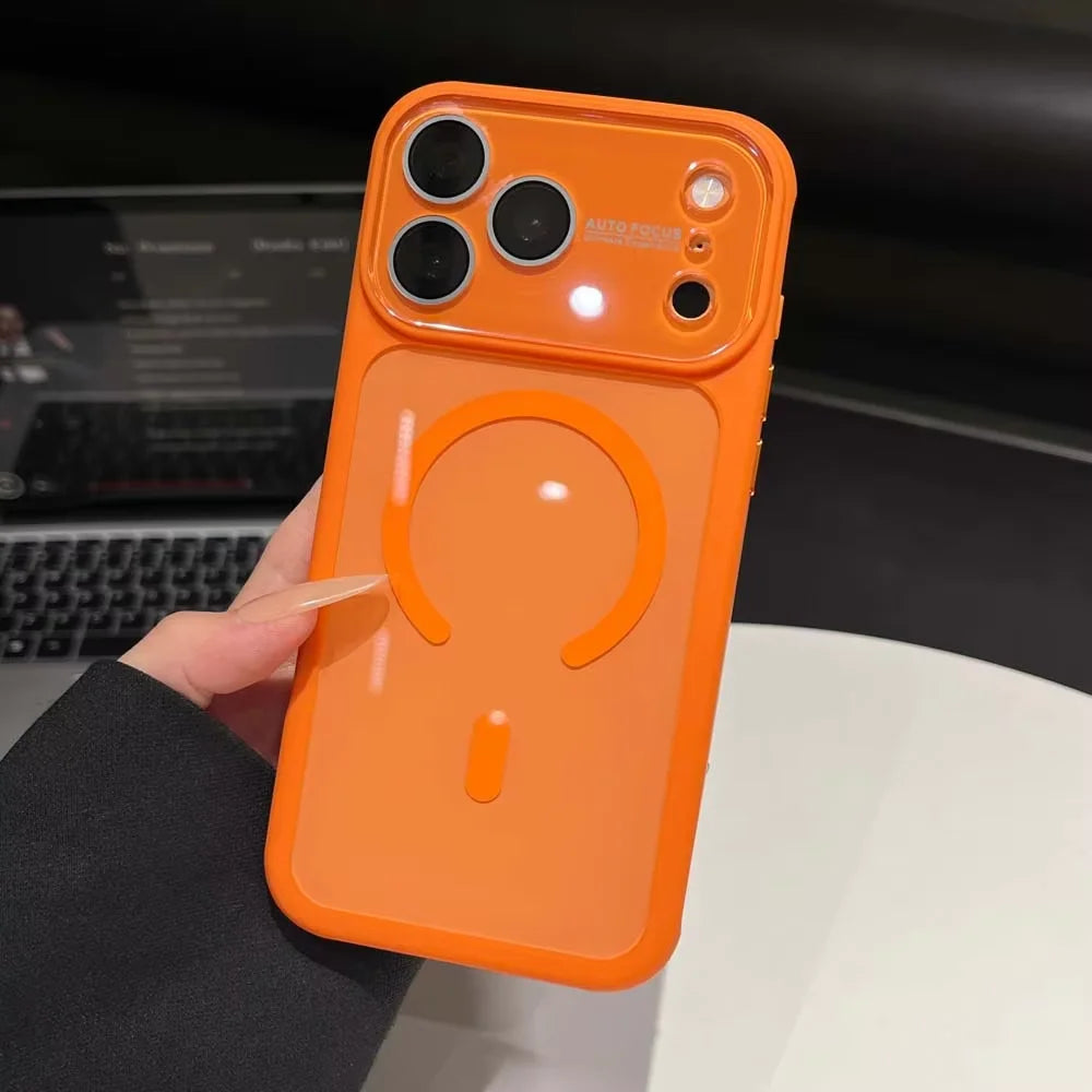 Large Window Glass Lens Colorful Acrylic For Magsafe Magnetic Phone Case For iPhone 17 16 15 14 13 Pro Max Shockproof Cover Q7