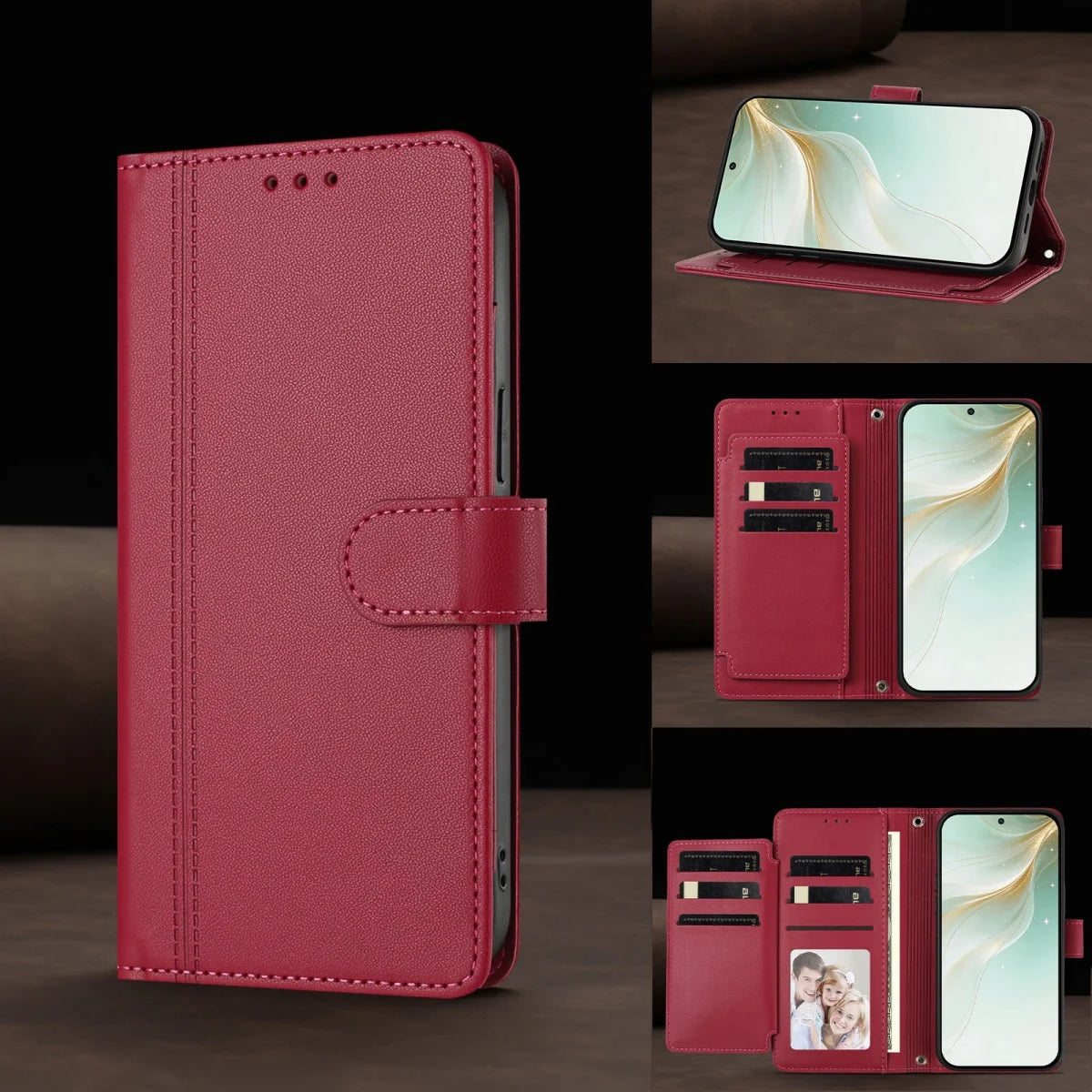 Luxury Premium Leather Wallet Case For iPhone 17 16 15 14 13 12 17 Pro Max Plus Air 17e 16e Wallet Card Slot Magnetic Flip Cover