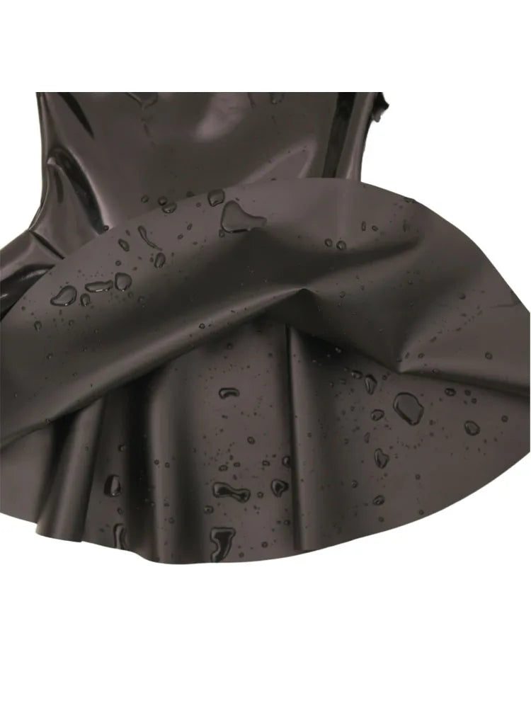 XS-4XL New Double PU Leather Hot Dress Wet Look PVC Short Sleeve Sailor Collar Cosplay Dresses A-line Uniform Minifalda Vestido