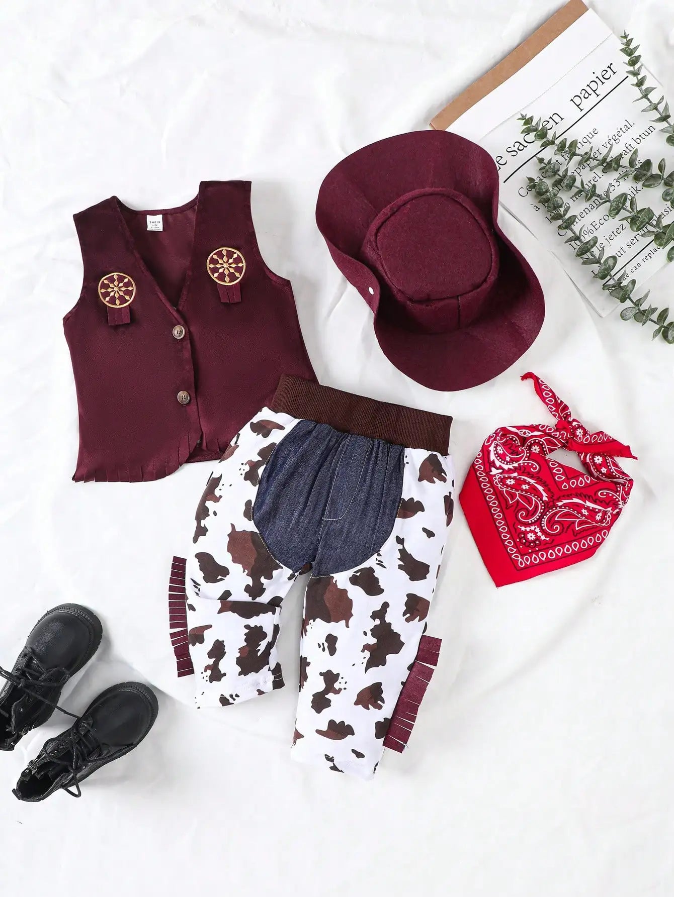 Baby Set Children Western Cowboy Costumes Kids Cosplay Party Costume with Hat Infant Outfit 0-12 Months Baby Boys Clothing